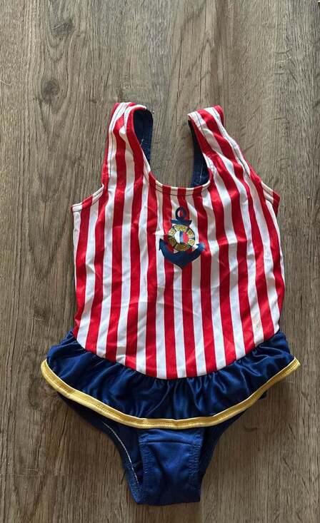 Healthtex Other - VTG Healthtex Toddler Girl's Nautical Striped Anchor One-Piece Swimsuit Size 3T